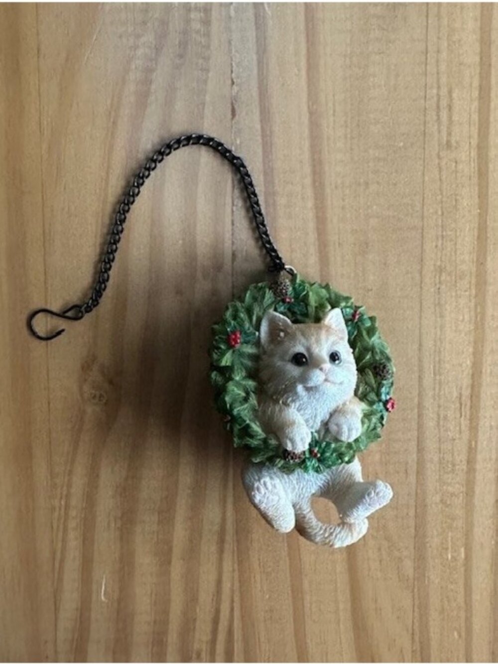 Cat In Wreath Hanging Christmas Tree Ornament Cat Ornament Pet-In-Wreath